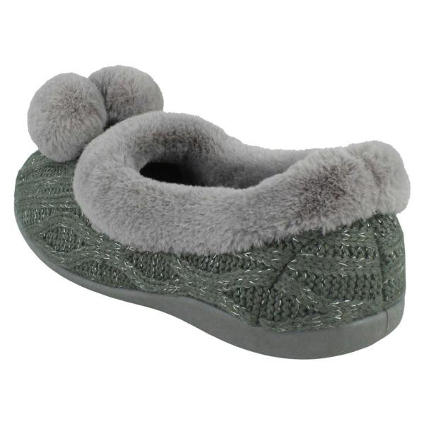 Rose Bank Ladies Rose Bank Memory Foam Knitted Pom Pom Slippers Chloe