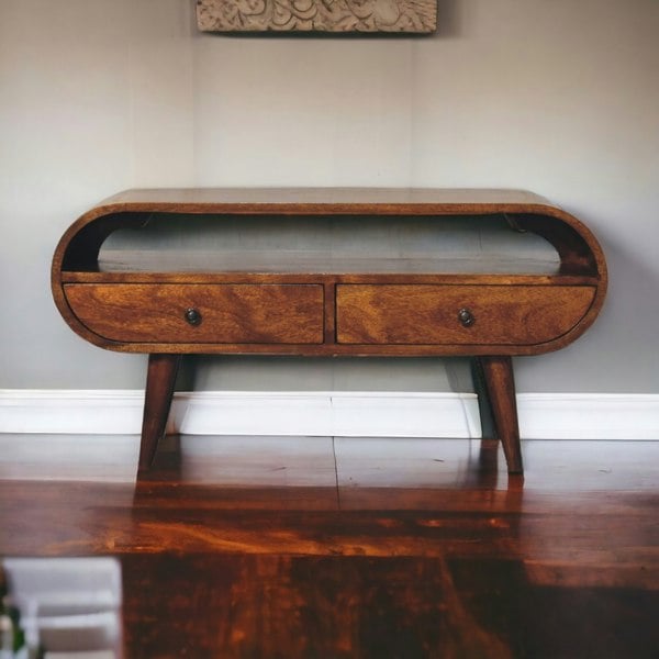 Artisan Furniture Solid Wood Chestnut Circular TV Stand