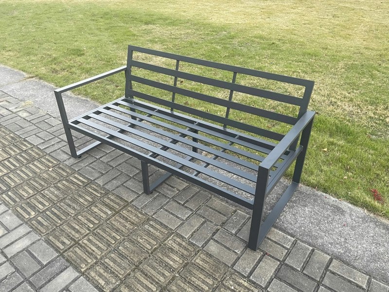 Fimous Aluminium Outdoor Garden Sofa Patio Lounge 3 Seater Sofa for Balcony, Terrace,Swimming Pool Dark Grey