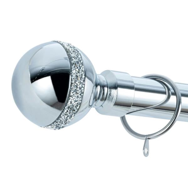 A.Unique Home Diamante Ball Extendable Curtain Pole (25/28mm) (Nickel,70cm - 120cm)