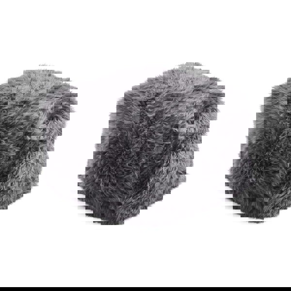 Long Wool Sheepskin Pouf Steel