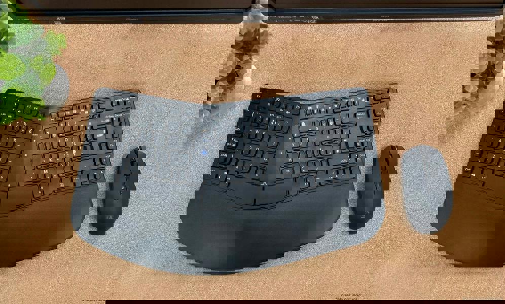 Accuratus Contour Multidevice Wireless - Bluetooth & RF Wireless Sculptured Ergonomic Split Key Multimedia Keyboard with Reverse Tilt