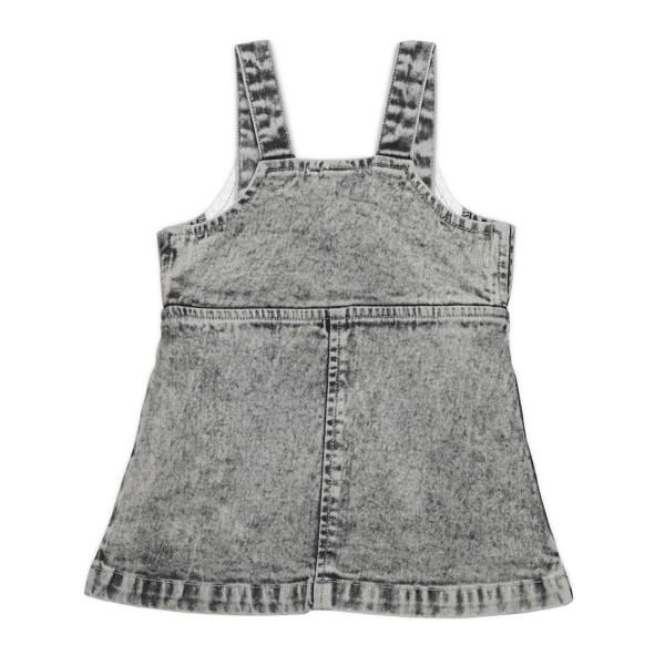 Mini Cuddles Baby Girls Daisy Embroidered Denim Pinny Set, Grey