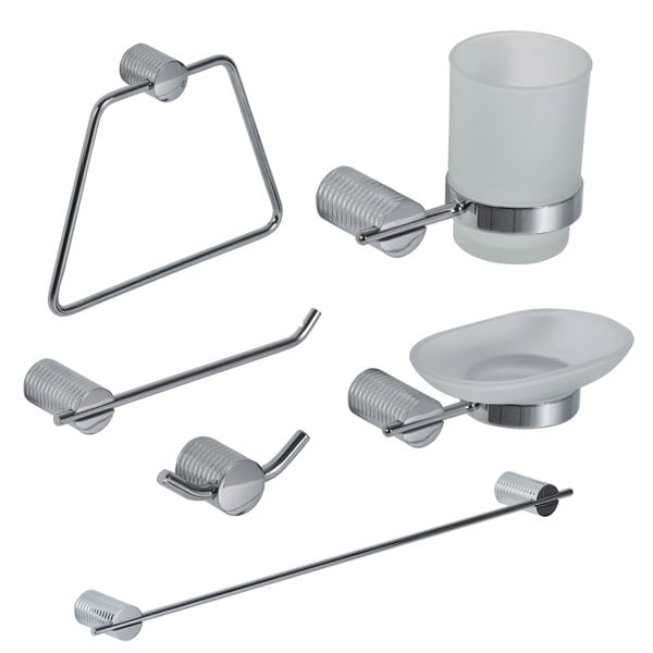 Showerdrape Vitality Chrome Stainless Steel Wall Mounted 6 Piece Bathroom Accessory Set
