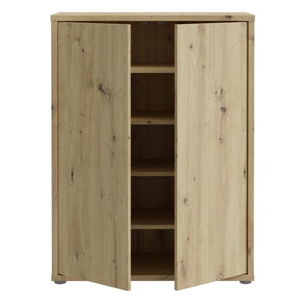 Furniture To Go Alice Springs Shoe Cabinet with 2 Doors Push-to-Open in Artisan Oak