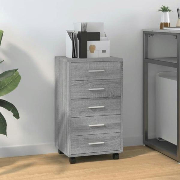 Berkfield Drawer Cabinet with Castors Grey Sonoma Engineered Wood