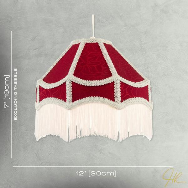 Classic Victorian Style Empire Pendant Shade in Burgundy Red Fabric Image 7