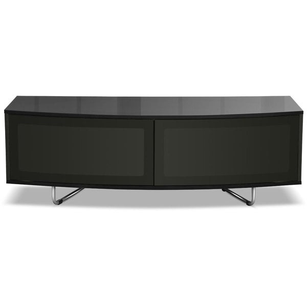 Centurion Supports Caru Gloss Black Beam-Thru Remote Friendly Super-Contemporary "D" Shape Design 32"-65" LED/OLED/LCD TV Cabinet