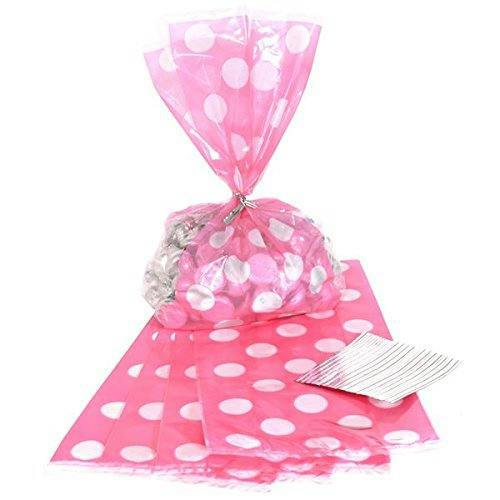 Pink Polka Dot Gift Bags with Drawstring Closure, 27cm x 12.7cm, 1 Pack image 4