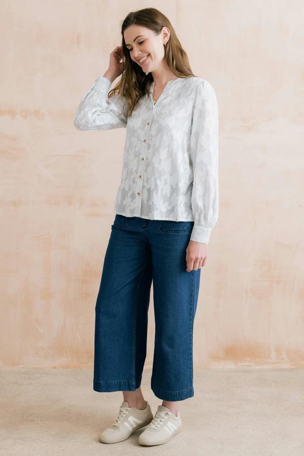 Lily & Me Poplar Cotton Jacquard Blouse Laurel