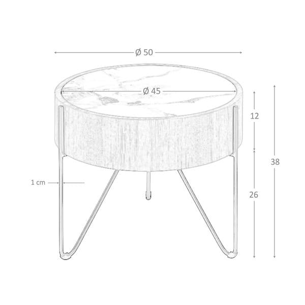 Angel Cerdá Round corner table in porcelain marble, walnut and black steel 2139