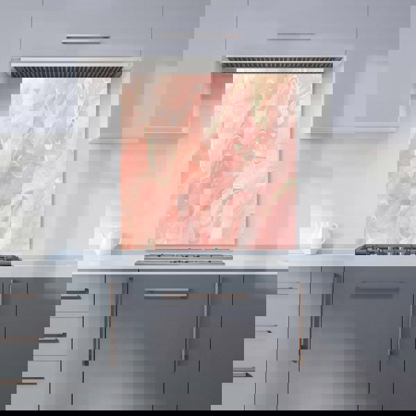 Warren Reed - Designer Salmon Pink Hearts Marble Effect Kitchen Splashback
