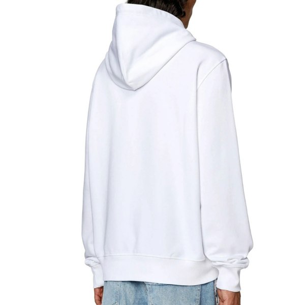 Diesel Torn Logo White Hoodie XS