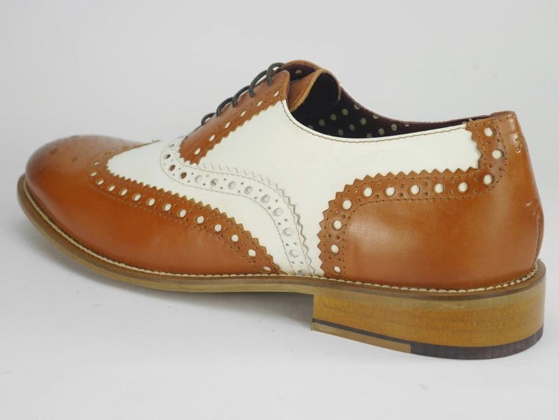 London Brogues Mens Leather Lace Up Wingtip Formal Gatsby Evening Brogue Shoes