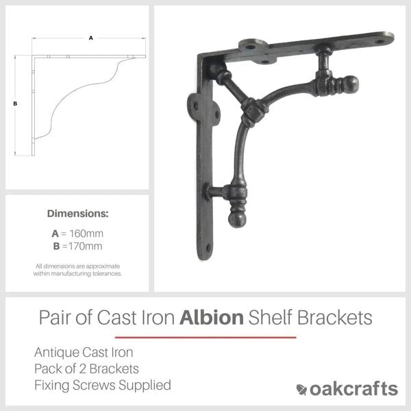 Pair of Antique Cast Iron Albion Shelf Brackets