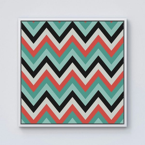 Warren Reed Geometric Colored Chevron Pattern Framed Canvas