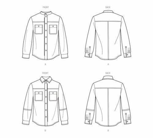 Simplicity Sewing Pattern 9858, Shirts for Men, Women, A (XS-S-M-L-XL-XXL) - Easy