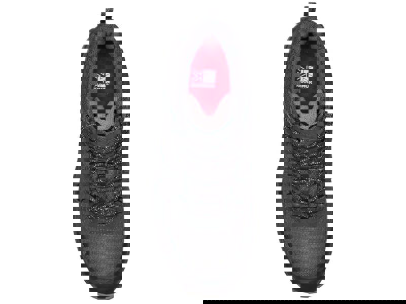 Karrimor Bodmin MID 6 Mens Walking Hiking Lace Up Trekking Boots, top view of the sturdy, brown and black hiking boot with laces and padded ankle support.