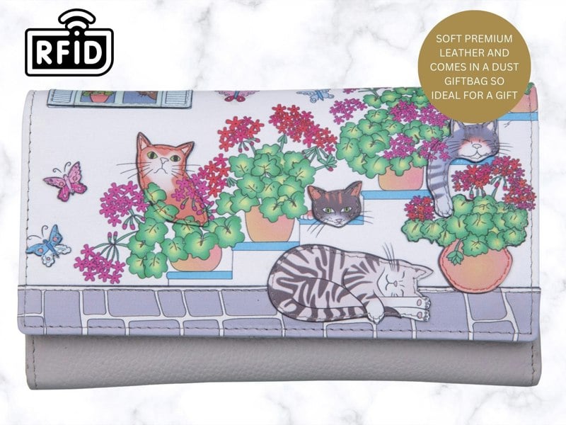 Mala Leather Santorini Cats RFID Matinee Leather Purse