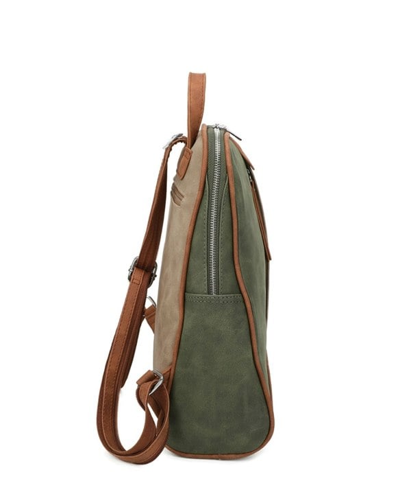 Kitise ColorBlock Faux Suede Backpack Adjustable Shoulder Strap