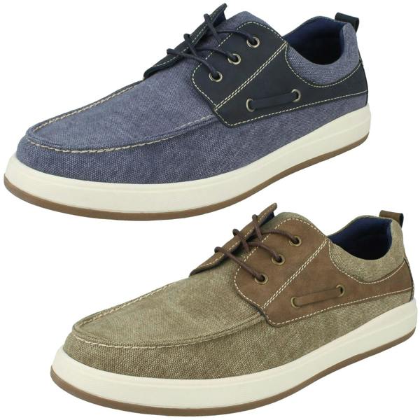 Hush Puppies Mens Hush Puppies Canvas Boat Shoes Aiden