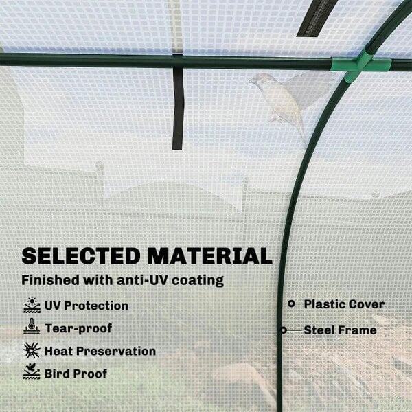 395 x 100 cm Low Tunnel Greenhouse - White