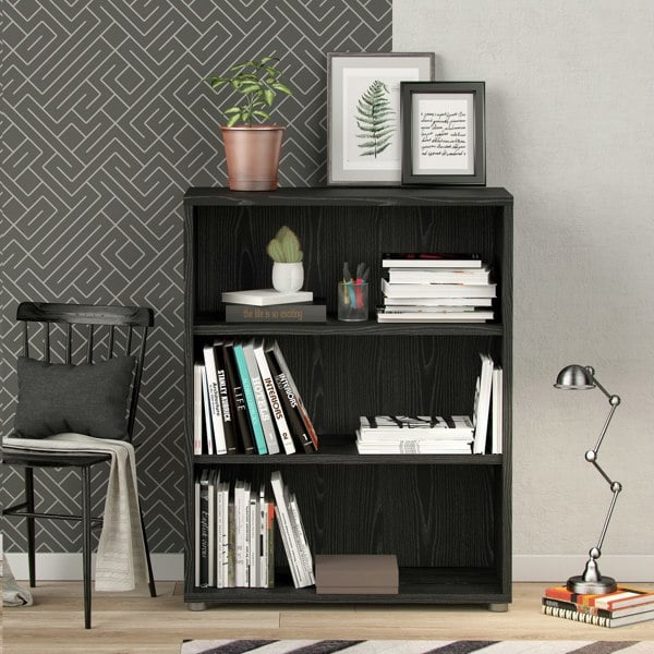 Furniture To Go Prima Bookcase 2 Shelves in Black Woodgrain