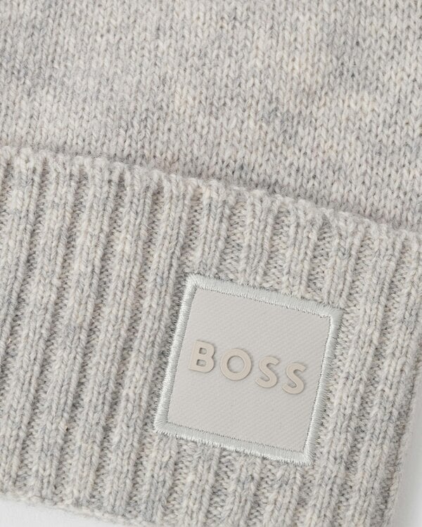 BOSS Orange Akaio R Mens Beanie with Logo Label - Open Grey 086