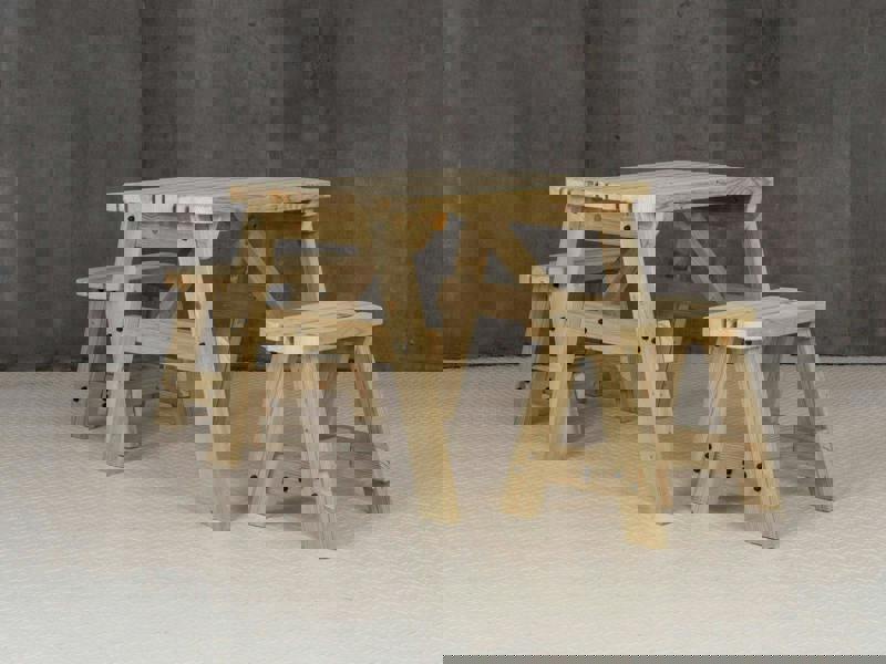 Victoria Space-Saving Rounded Picnic Table and Benches Set – Wooden Outdoor Dining Set for Gardens and Patios