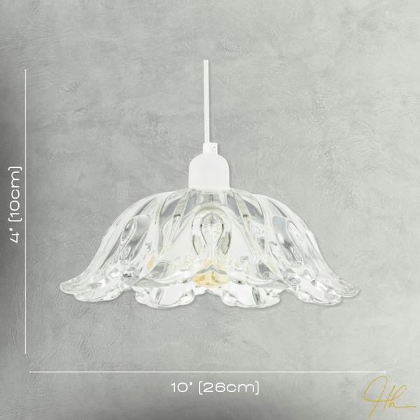 Modern Scallop Rimmed Moulded Clear Glass Pendant Ceiling Light Shade Image 7