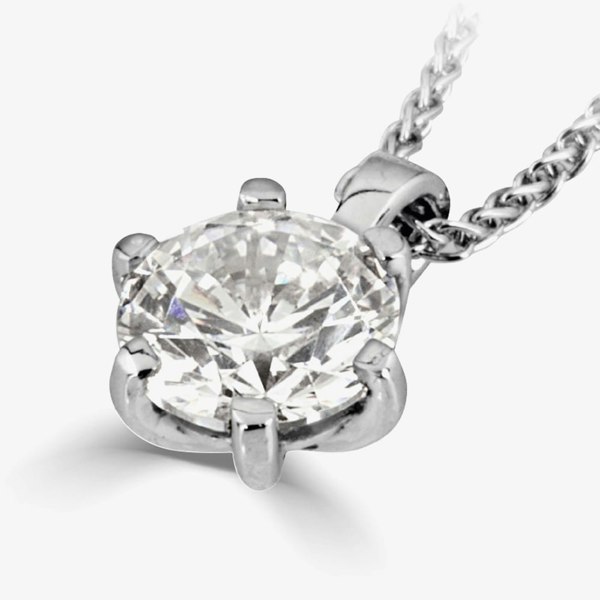 T. H. Baker 18ct White Gold 0.38ct Round Brilliant 6 Claw Diamond Pendant PD244(4.5)- H/VS2/0.38ct