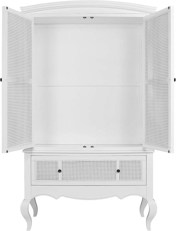 Statement Furniture Louis Large French Combi Wardrobe with Cane Rattan Doors and Drawer