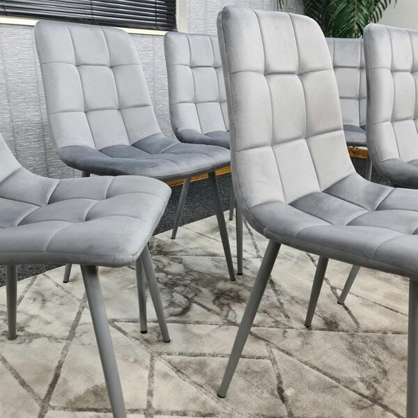 Kosy Koala Dining Chairs Set of 6 Grey Velvet Kitchen Chairs