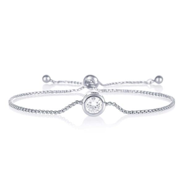 Adjustable Bezel Set Cubic Zirconia Bracelet for Women - namana.london