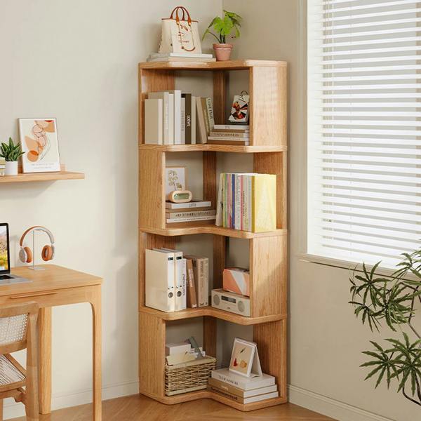 Havendro 4 Tier Wooden Corner Shelf Standing Bookcase Display Storage Unit