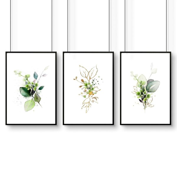 Botanical print framed | set of 3 wall art for home office decor