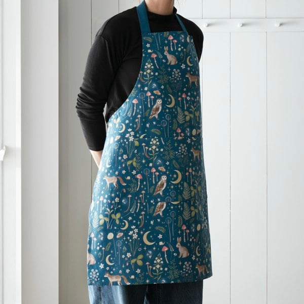 Catherine Lansfield Enchanted Twilight Animals Cotton Kitchen Adult Apron Navy Blue