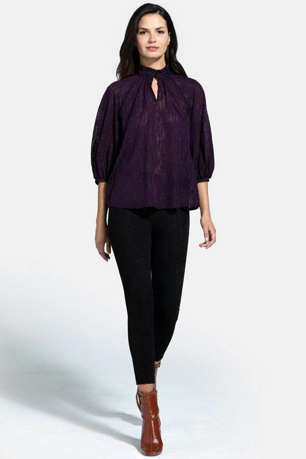 HotSquash Balloon-Sleeved Top with High Collar