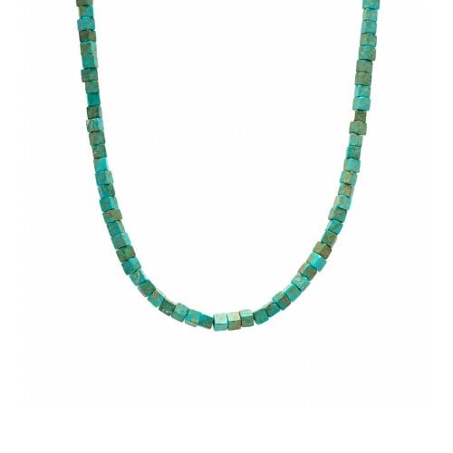 Spero London Sterling Silver Natural Turquoise Cube Necklace