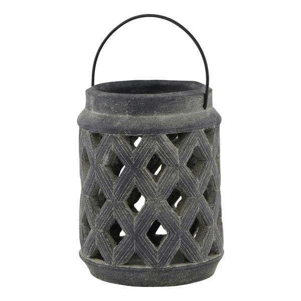 Hill Interiors Amalfi Lattice Lantern - Grey - 