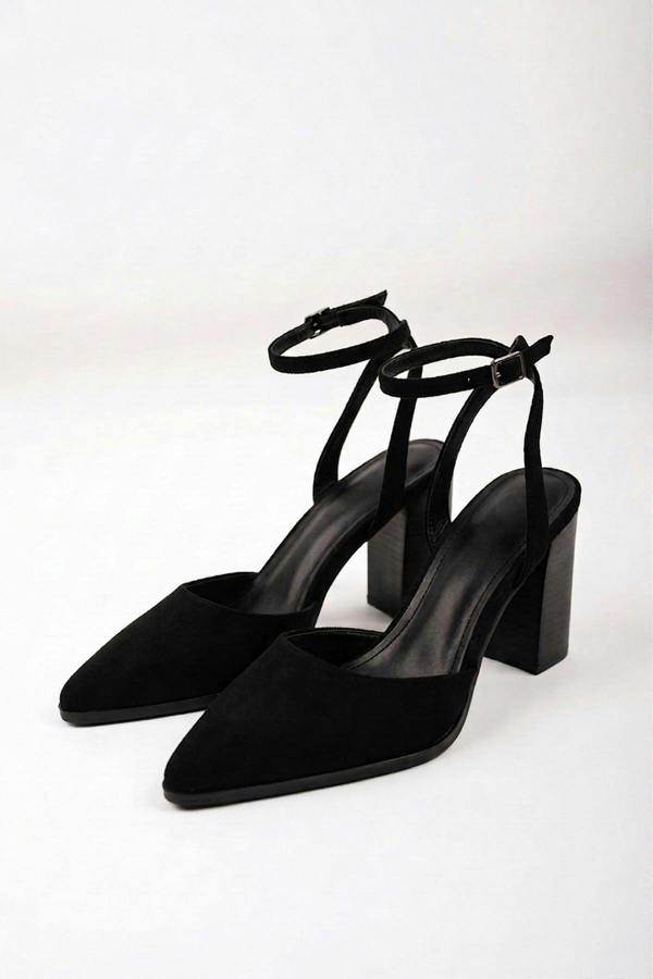ikrush Edie Faux Suede Ankle Wrap Block Heels