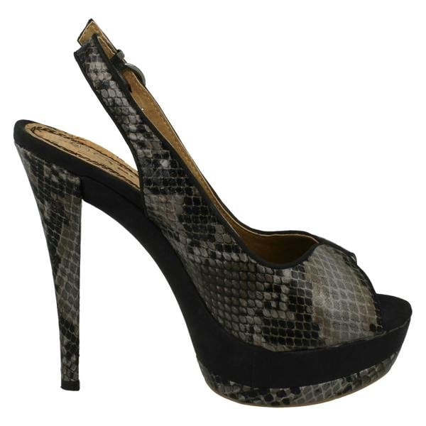 Spot On Ladies Spot On Snake Print Slingback Heels