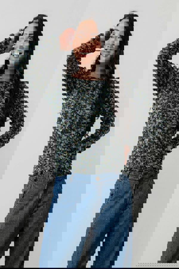 Lily & Me Abigail Brushed Knit Top Green