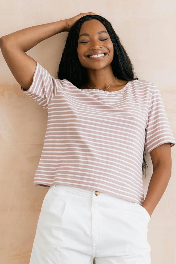 Kite Boxy Stripe T-Shirt Soft Pink