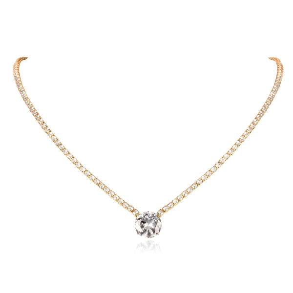 Zavana Gold Necklace with a Large Centre White Cubic Zirconia Stone
