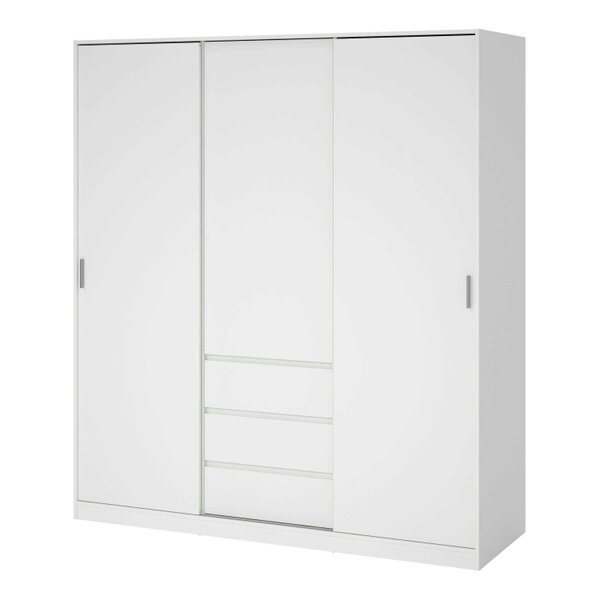 Wyld Haus Budapest White Wooden Wardrobe 3 Doors 3 Drawers