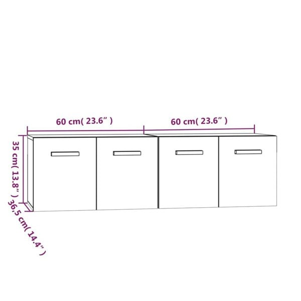 Berkfield Wall Cabinets 2 pcs Smoked Oak 60x36.5x35 cm Engineered Wood