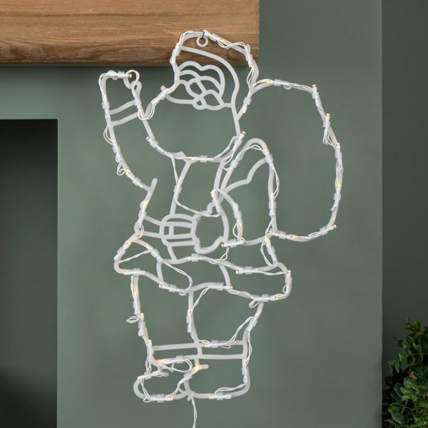 Samuel Alexander 44cm Battery Powered Light up Hanging Christmas Santa with Warm White Multi-Action LEDs