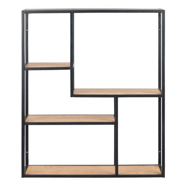 Wyld Haus El Paso Black Metal and Wild Oak Veneer Wide Wall Bookcase 3 Shelves