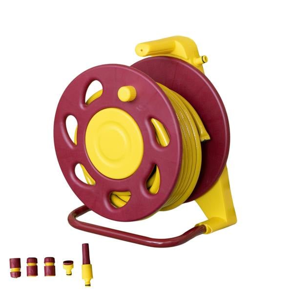 Samuel Alexander 15m Pro Wall Mounted Garden Hose Pipe with Spray Nozzle & Storage Reel